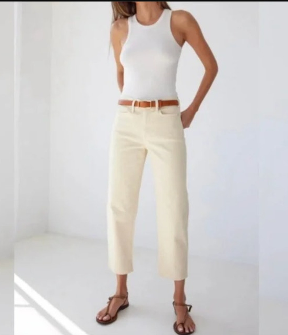 AYR Jeans Size 34 NEW The Beat Drop High Rise Barrel Leg Straw Hat Cream Denim